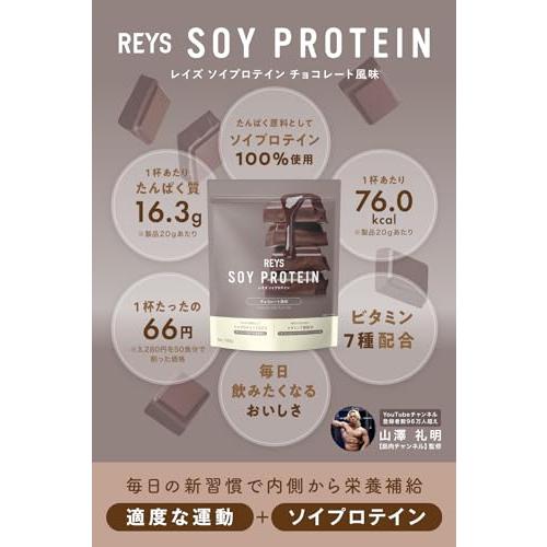 REYS レイズ ソイ プロテイン 山澤 礼明 監修 1kg 国内製造 ビタミン7種配合 SOY ぷろていん ソイプロテイン (チョコレート風味)